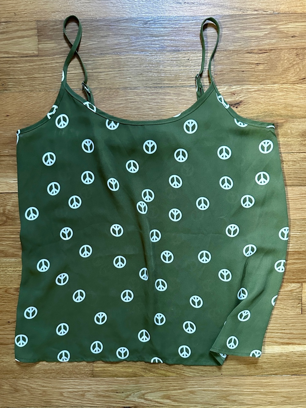 ModCloth Olive Green Peace Sign Cami Tank Top
